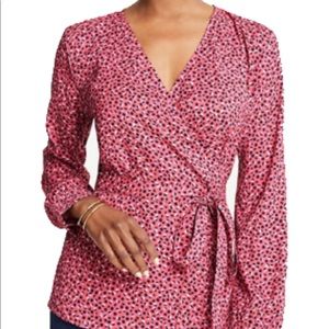 Ann Taylor Geo Dot belted wrap top
